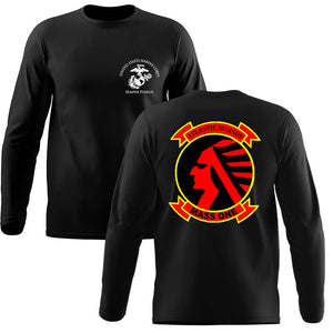 Marine Air Support Squadron-1 (MASS-1) USMC long sleeve Unit T-Shirt, MASS-1 USMC Unit logo, USMC gift ideas for men, Marine Corp gifts men or women MASS-1