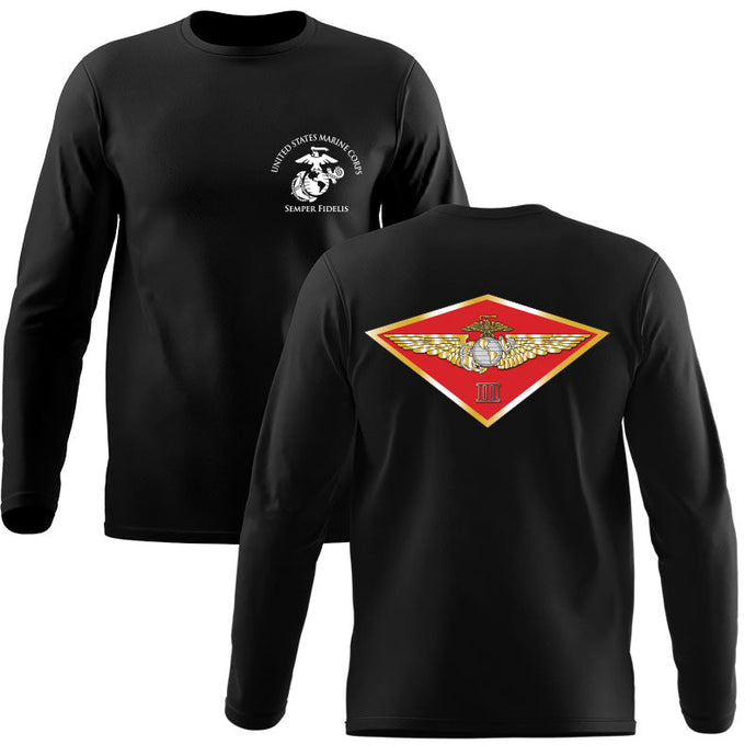 3rd MAW USMC long sleeve Unit T-Shirt, 3rd MAW, USMC gift ideas for men, USMC unit gear, 3rd MAW logo, 3rd Marine Aircraft Wing logo, Marine Corp gifts men or women 