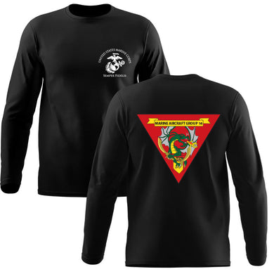 Marine Aircraft Group 16 USMC long sleeve Unit T-Shirt, MAG-16 USMC Unit logo, USMC gift ideas for men, Marine Corp gifts men or women MAG-16, MAG-16 Black Long Sleeve T-Shirt