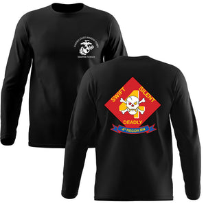 4th Force Reconnaissance Battalion USMC Unit Black Long Sleeve T-Shirt