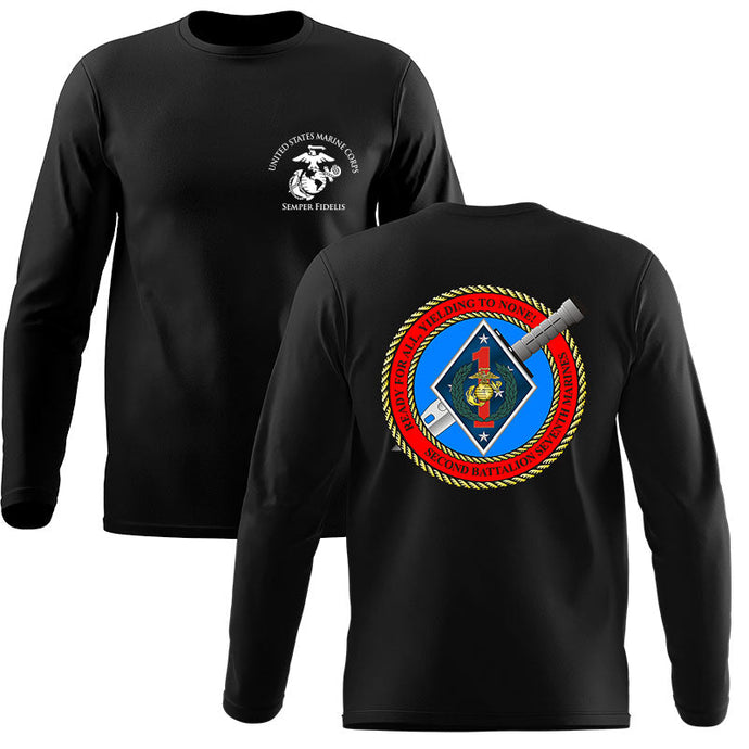 2nd Bn 7th Marines USMC long sleeve Unit T-Shirt, 2nd Bn 7th Marines logo, USMC gift ideas for men, Marine Corp gifts men or women 2nd Bn 7th Marines 2d Bn 7th Marines 