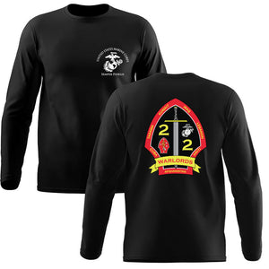 2nd Bn 2nd Marines Logo Long Sleeve T-Shirt, 2nd Battalion 2d Marines Long Sleeve T-Shirt, 2/2 unit t-shirt, usmc 2/2