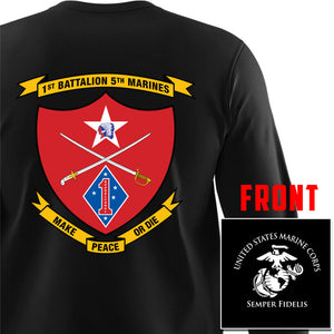 1st Bn, 5th Marines Unit Long Sleeve t-shirt - USMC Unit Gear (1st Bn, 5th Marines) USMC Gifts