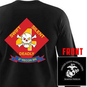 4th Force Reconnaissance Battalion USMC Unit Black Long Sleeve T-Shirt