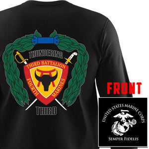 3rd Bn 4th Marines USMC long sleeve Unit T-Shirt, 3rd Bn 4th Marines logo, USMC gift ideas for men, Marine Corp gifts men or women 3rd Bn 4th Marines 3d Bn 4th Marines 