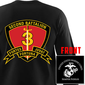 2d Bn 3rd Marines USMC long sleeve Unit T-Shirt, 2ndBn 3rd Marines logo, USMC gift ideas for men, Marine Corp gifts men or women 2dBn 3rd Marines