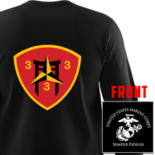 3rd Battalion 3rd Marines USMC long sleeve Unit T-Shirt, 3dBn 3rd Marines logo, USMC gift ideas for men, Marine Corp gifts men or women, 3/3 USMC Unit Gear, 3rdBn 3rd Marines