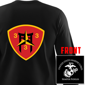 3rd Battalion 3rd Marines USMC long sleeve Unit T-Shirt, 3dBn 3rd Marines logo, USMC gift ideas for men, Marine Corp gifts men or women, 3/3 USMC Unit Gear, 3rdBn 3rd Marines