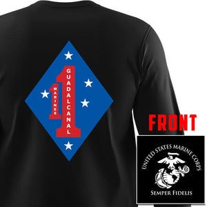 1st Marine Regiment Unit Long Sleeve T-Shirt, 1st Marine Regiment unit t-shirt, USMC 1st Marine Regiment, 1st Marine Regiment t-shirt, 1st Marine Regiment Unit Long Sleeve Black T-Shirt