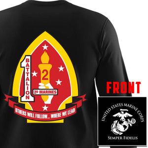 1st Battalion 2nd Marines Long Sleeve T-Shirt, 1/2 unit t-shirt, USMC 1/2, 1st Battalion 2nd Marines t-shirt, 1st Battalion 2d Marines Long Sleeve Black T-Shirt