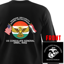 Marine Security Guard Detachment Erbil Iraq Long Sleeve T-Shirt, Marine Security Guard Detachment Erbil Iraq unit t-shirt, USMC Marine Security Guard, Marine Security Guard Erbil Iraq t-shirt, Marine Corps Embassy Security Guard Unit Long Sleeve Black T-Shirt, MSG Det Erbil Iraq