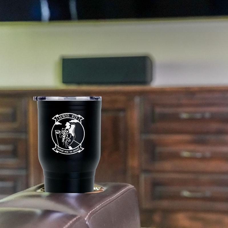 MWSS-174 logo tumbler, MWSS-174 coffee cup, Marine Wing Support Squadron 473 USMC, Marine Corp gift ideas, USMC Gifts for women 30 ounce