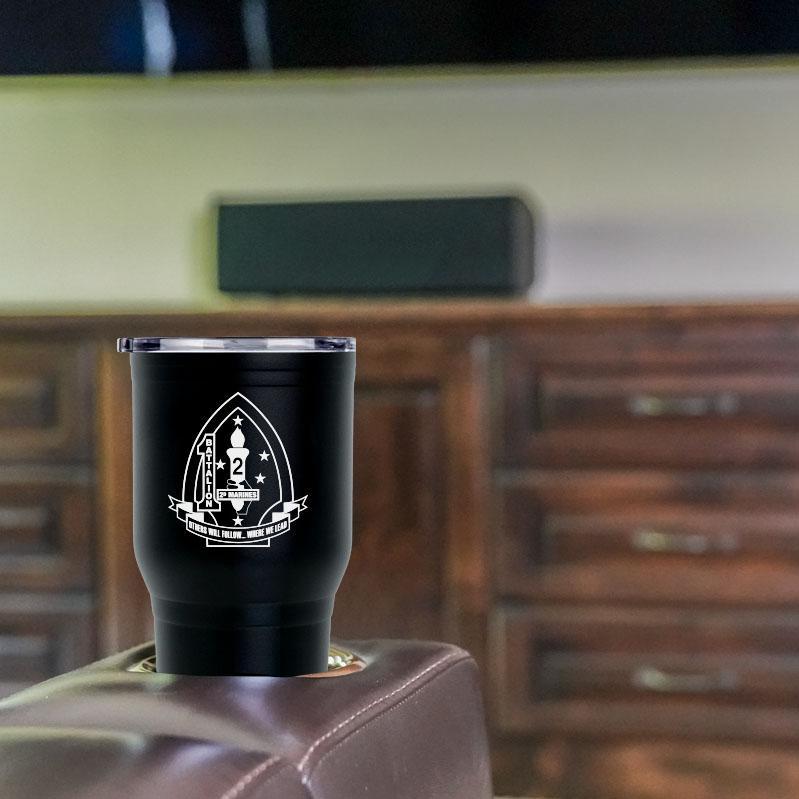 1st Battalion 2nd Marines logo tumbler, 1st Battalion 2nd Marines coffee cup, 1st Battalion 2d Marines USMC, Marine Corp gift ideas, USMC Gifts for women