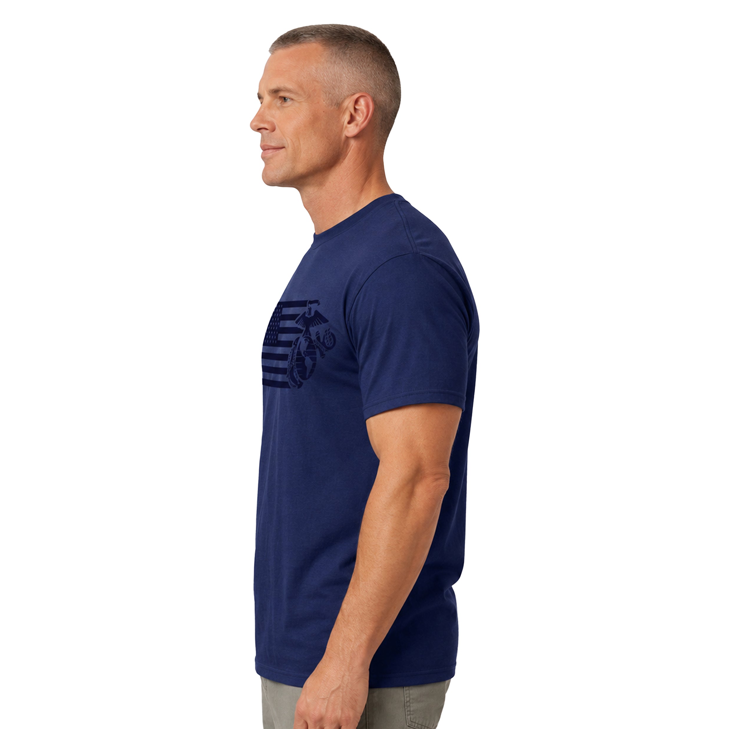 USMC Split Flag & EGA T-Shirt - Navy