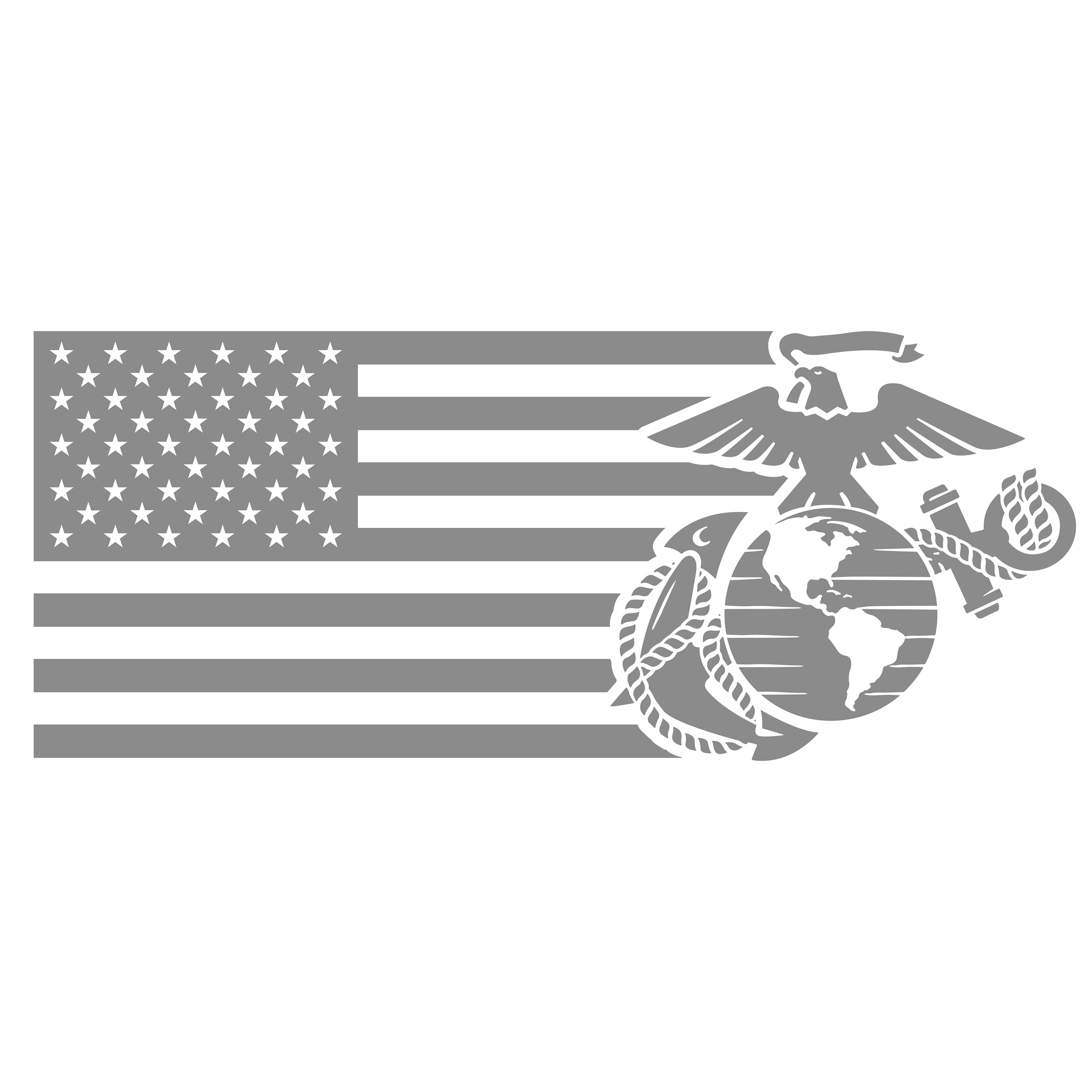 USMC Split Flag and EGA t-shirt with monochromatic Marine Corps EGA and American Flag Design. Marines Patriotic Tee.