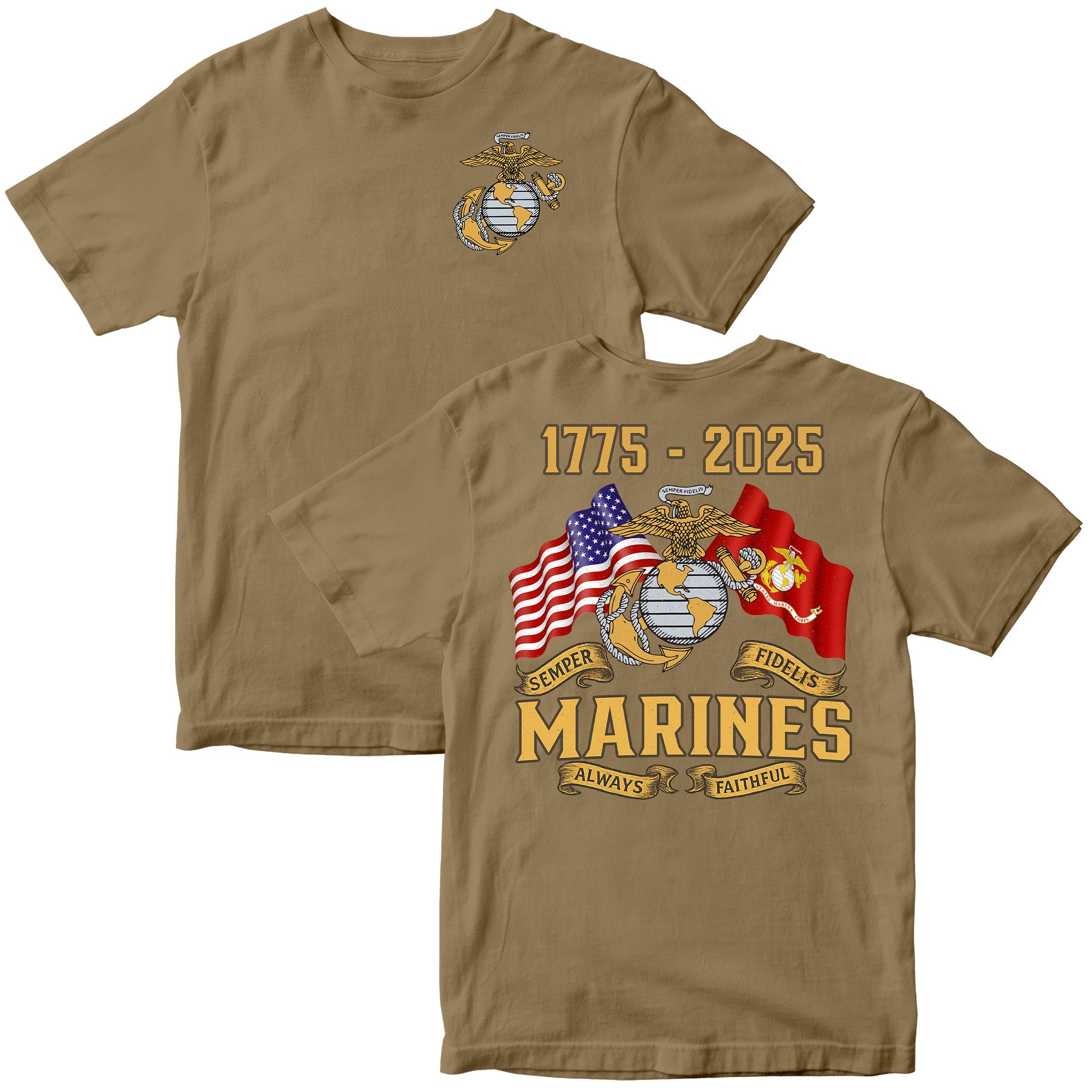 Marines 250 Years Semper Fi T-shirt <br> MADE IN USA