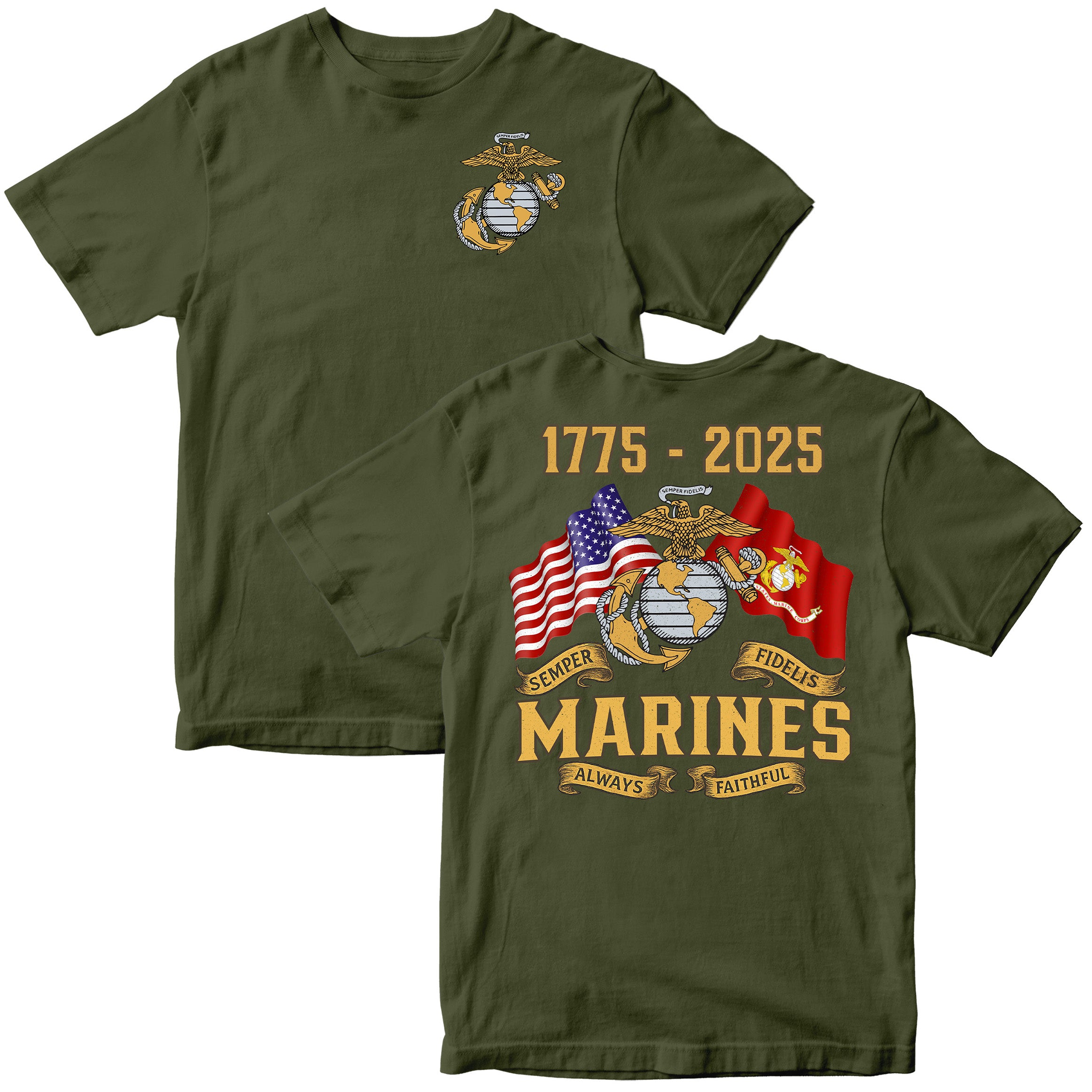 Marines 250 Years Semper Fi T-shirt <br> MADE IN USA