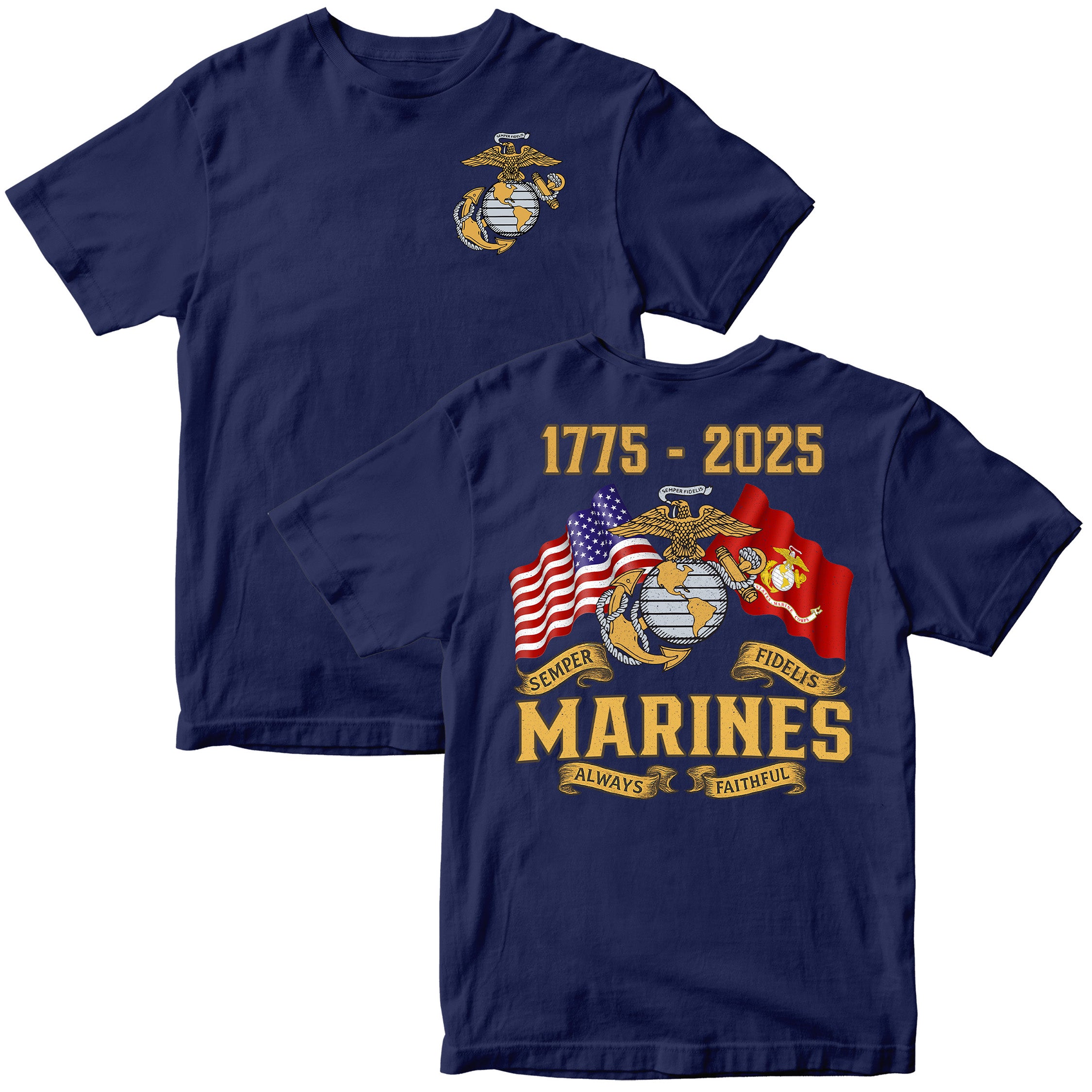 Marines 250 Years Semper Fi T-shirt <br> MADE IN USA
