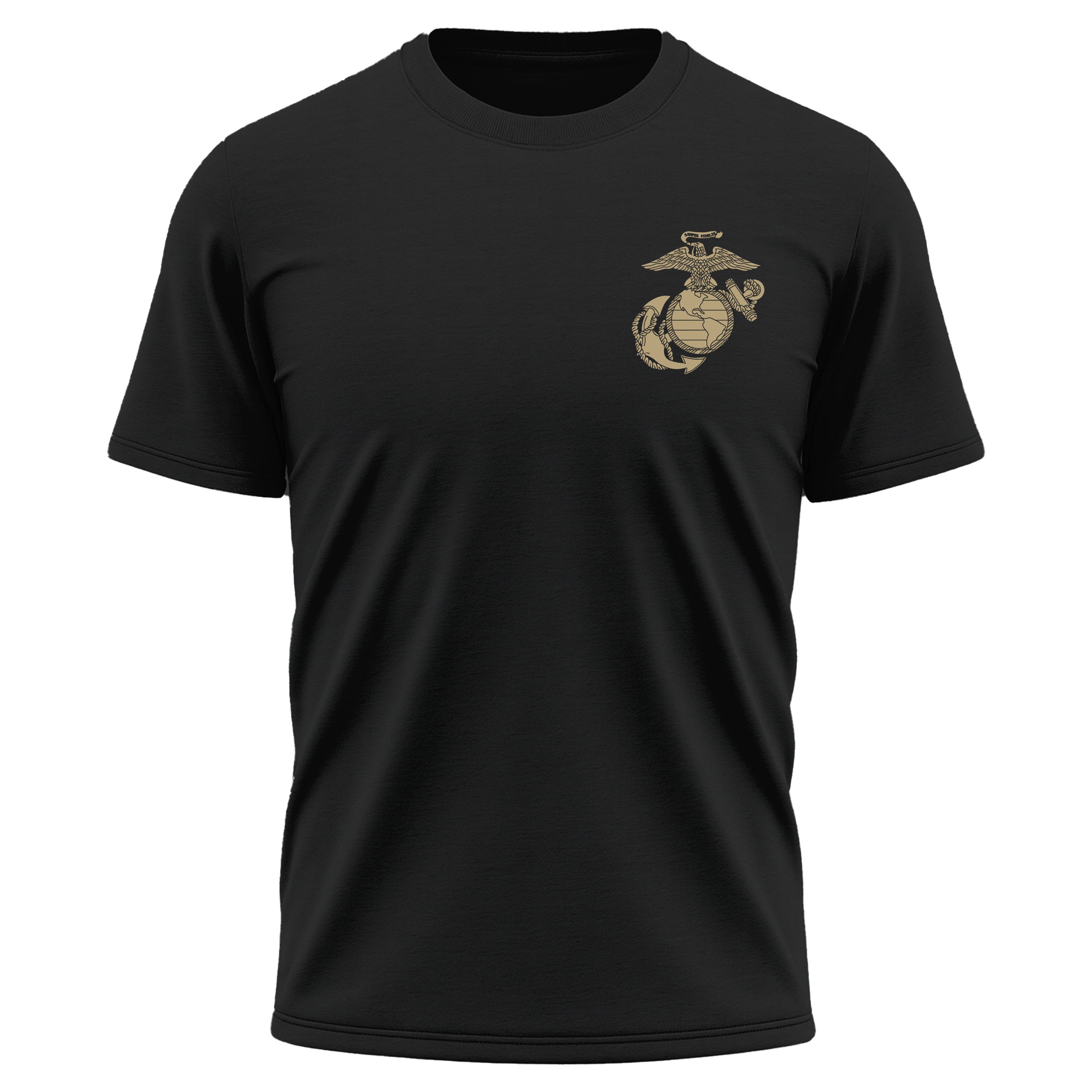 Black USMC 251st Birthday Battle Ready performance T-shirt with Vintage Eagle Globe and Anchor chest seal