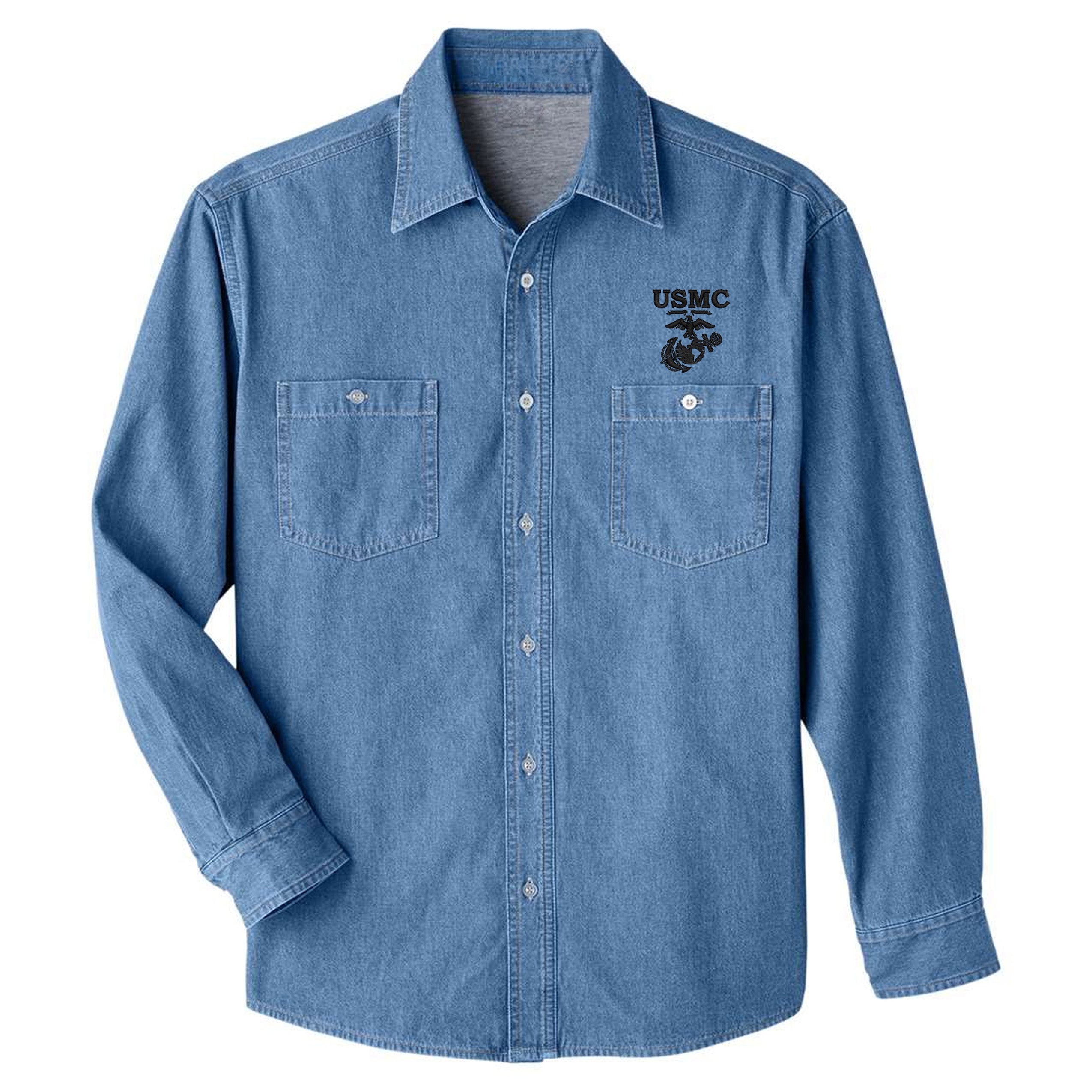 Limited Edition USMC Old School EGA Embroidered Denim Shirt Jacket