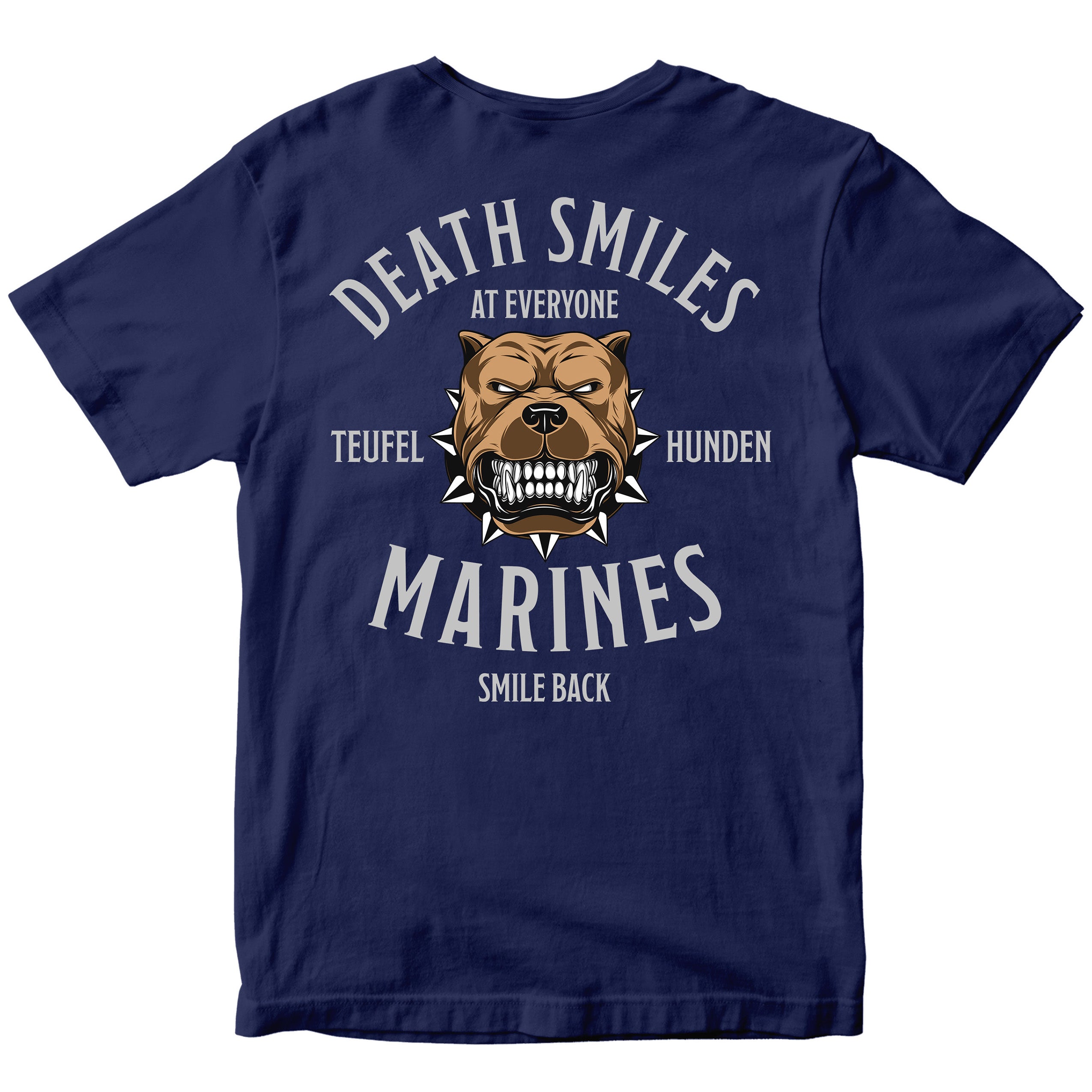 Navy Marine Corps T-shirt featuring bulldog illustration with the text ‘USMC Teufel Hunden