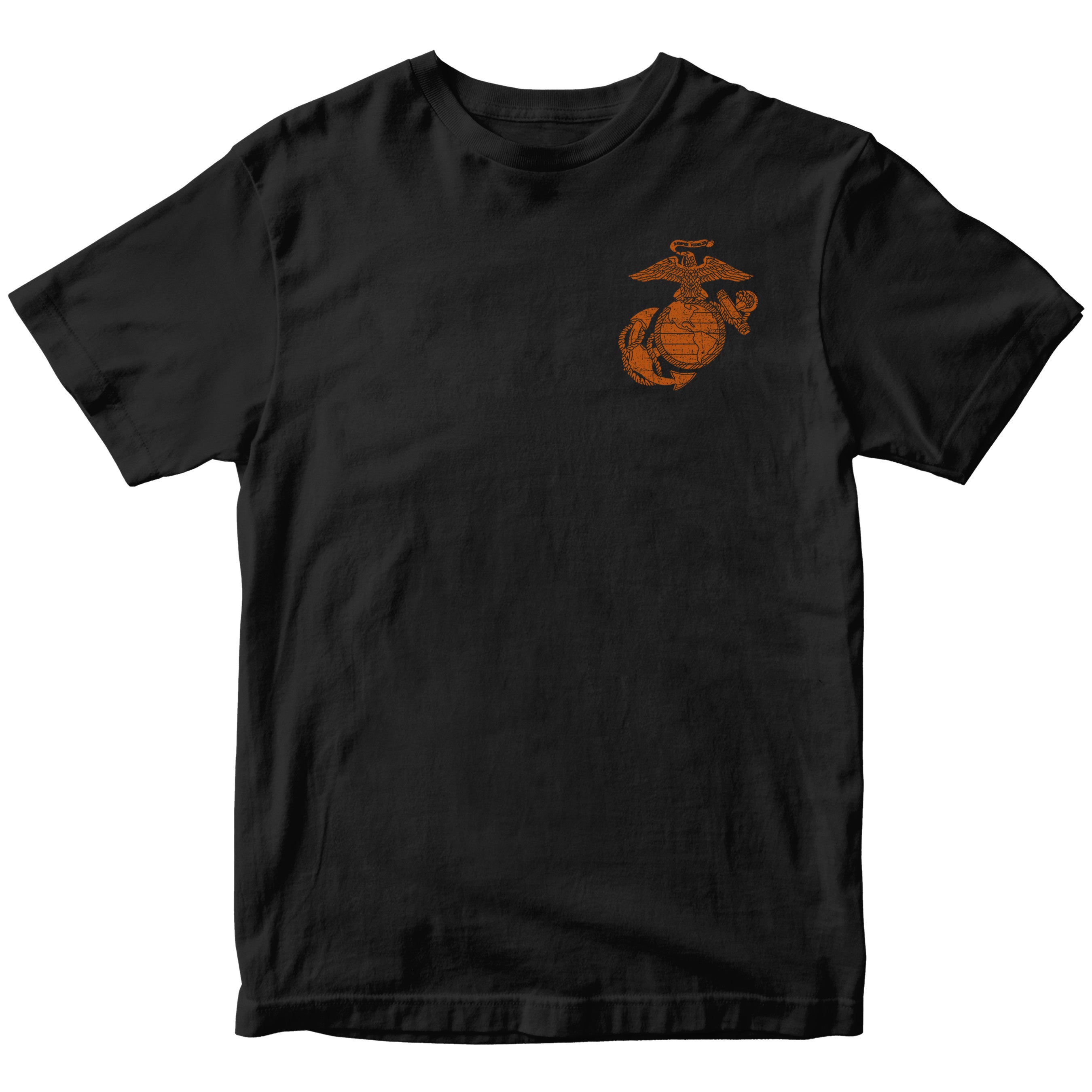 Black USMC Halloween T-shirt with distressed orange EGA 