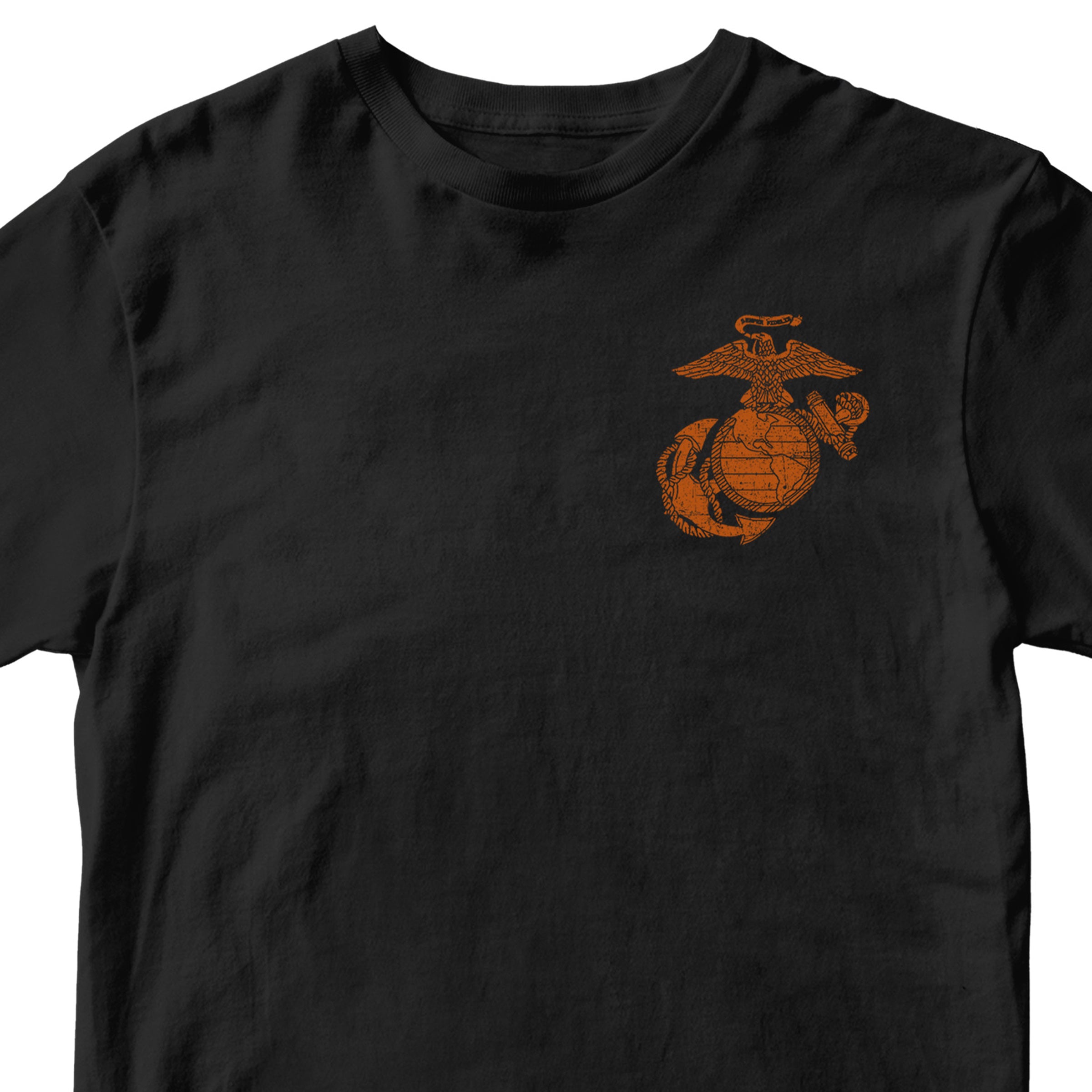 Black USMC Halloween T-shirt with distressed orange EGA 