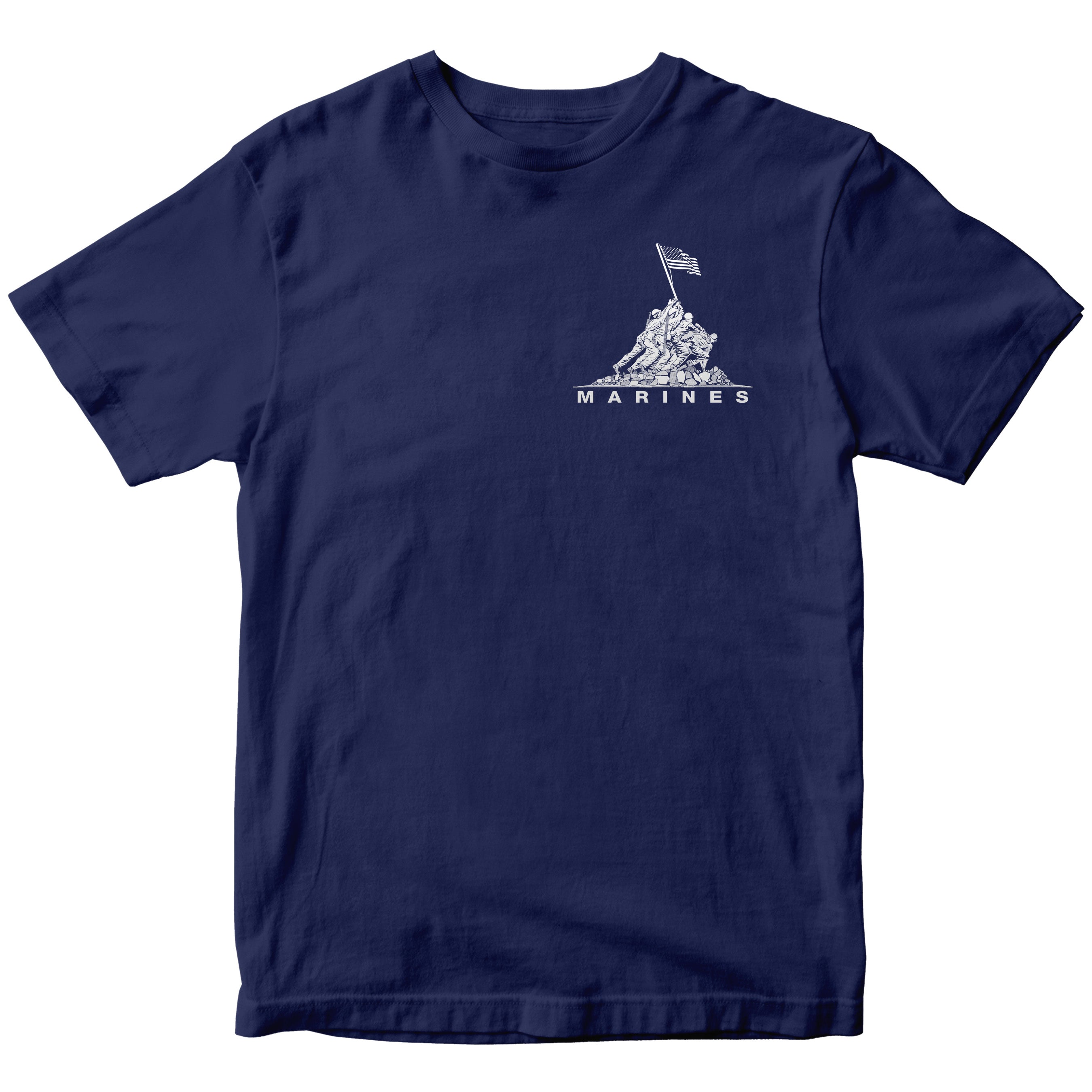 Navy USMC t-shirt with Iwo Jima flag raising chest graphic