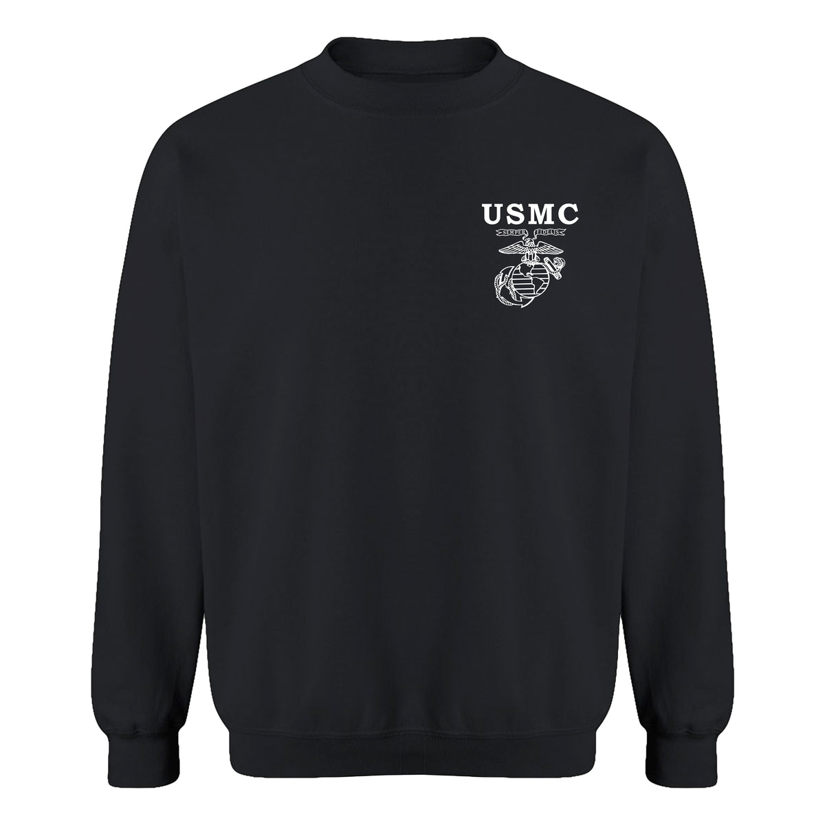 Black USMC sweatshirt with Old School EGA Chest seal. 