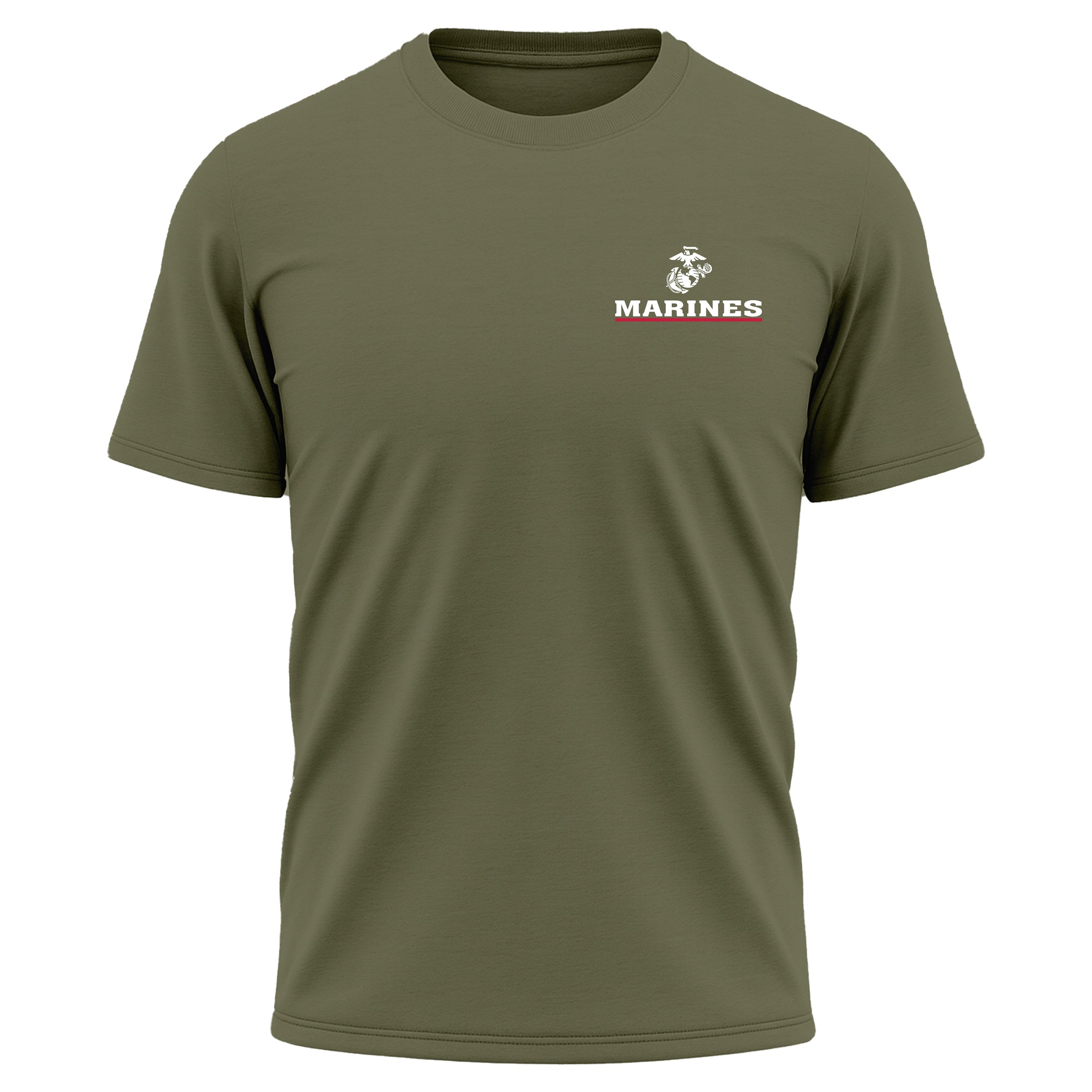 OD Green USMC My Other Birthday Is November 10th performance T-shirt with Marines Red Line EGA chest seal