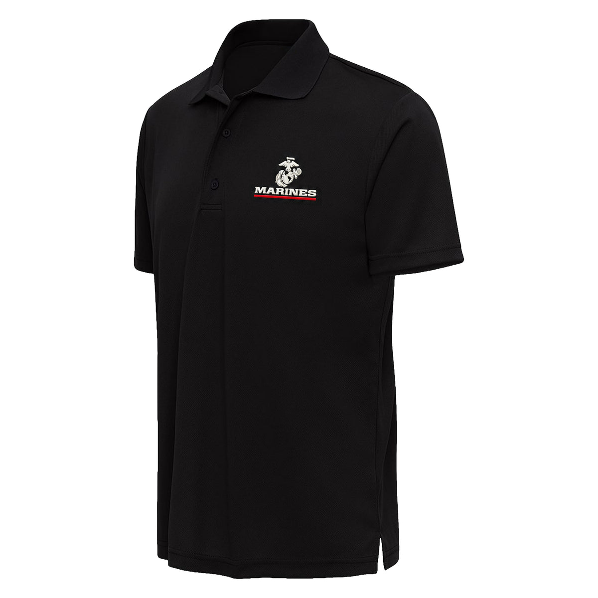 Marine Corps performance polo with silicone Eagle Globe and Anchor Red Line Marines chest logo