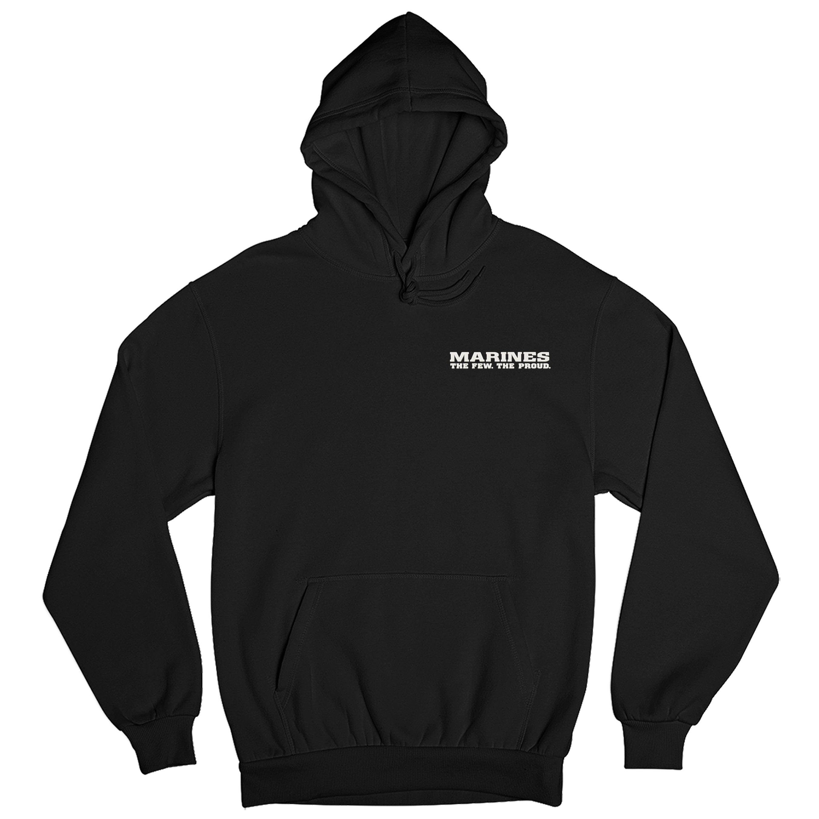 Black Marines The Few The Proud hoodie with raised silicone Marines chest patch