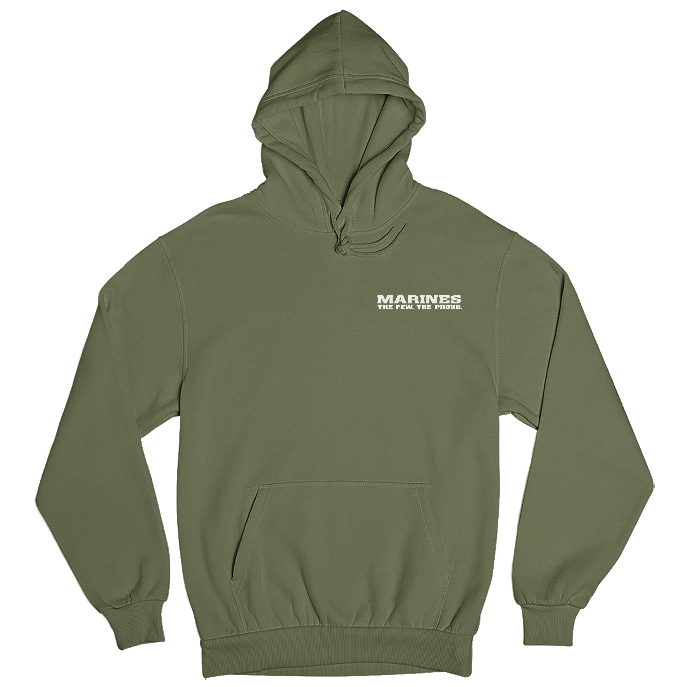 OD Green Marines The Few The Proud hoodie with raised silicone Marines chest patch