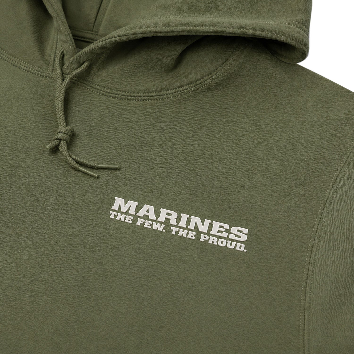 OD Green Marines The Few The Proud hoodie with raised silicone Marines chest patch