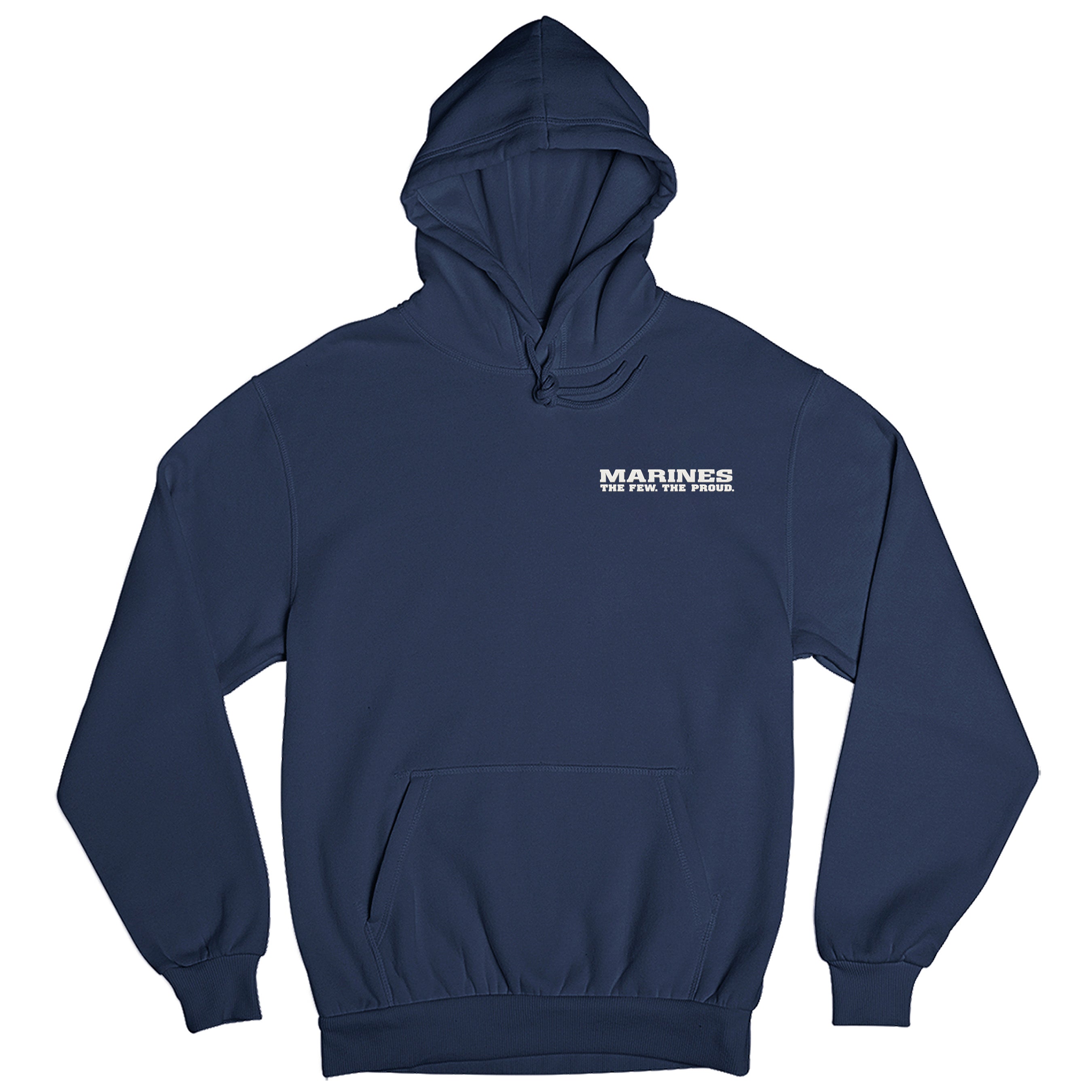 Navy Marines The Few The Proud hoodie with raised silicone Marines chest patch