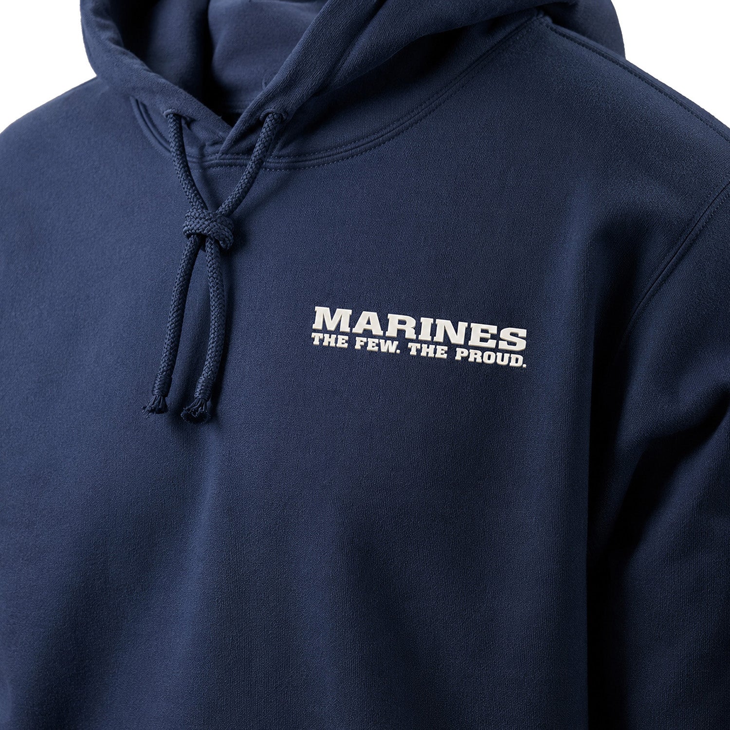 Navy Marines The Few The Proud hoodie with raised silicone Marines chest patch