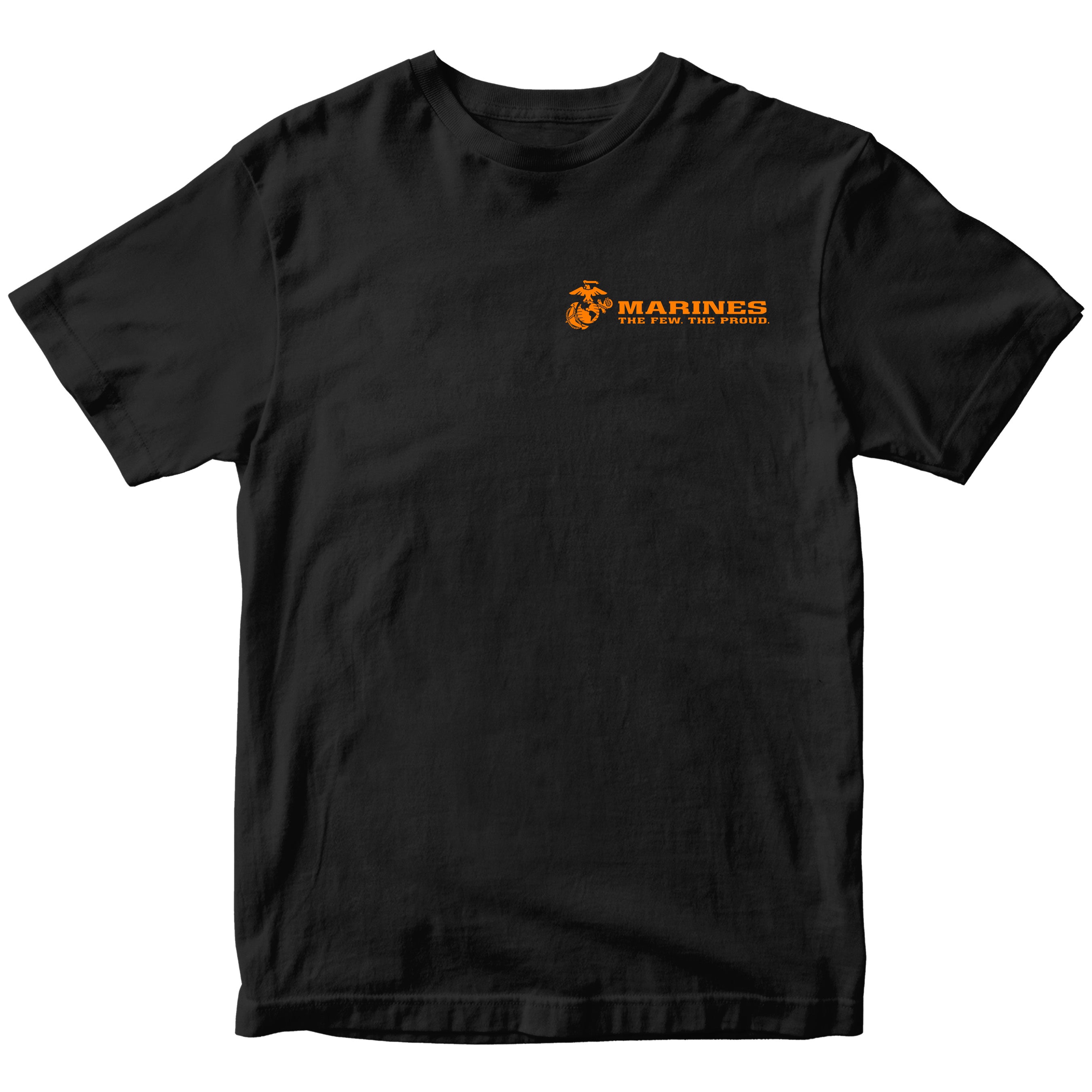 Black limited-edition USMC Halloween T-shirt with black Eagle Globe and Anchor and The Few The Proud chest graphic