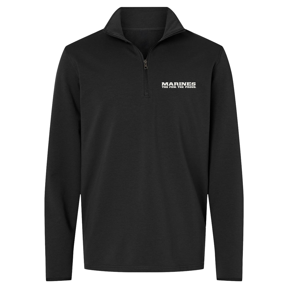 Black Marines The Few The Proud silicone patch performance quarter-zip pullover with raised USMC chest logo
