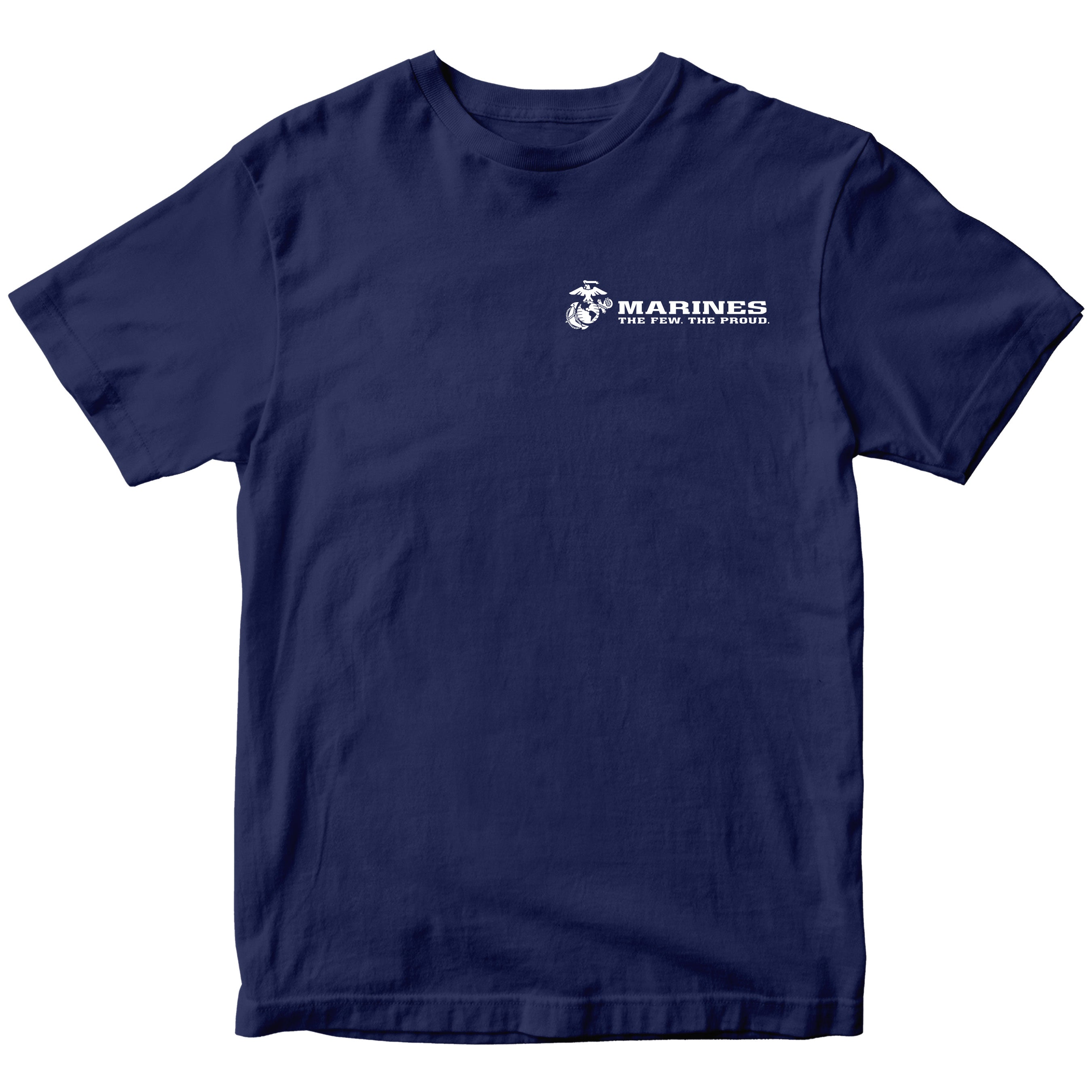 Navy USMC t-shirt with Eagle Globe Anchor and The Few The Proud slogan