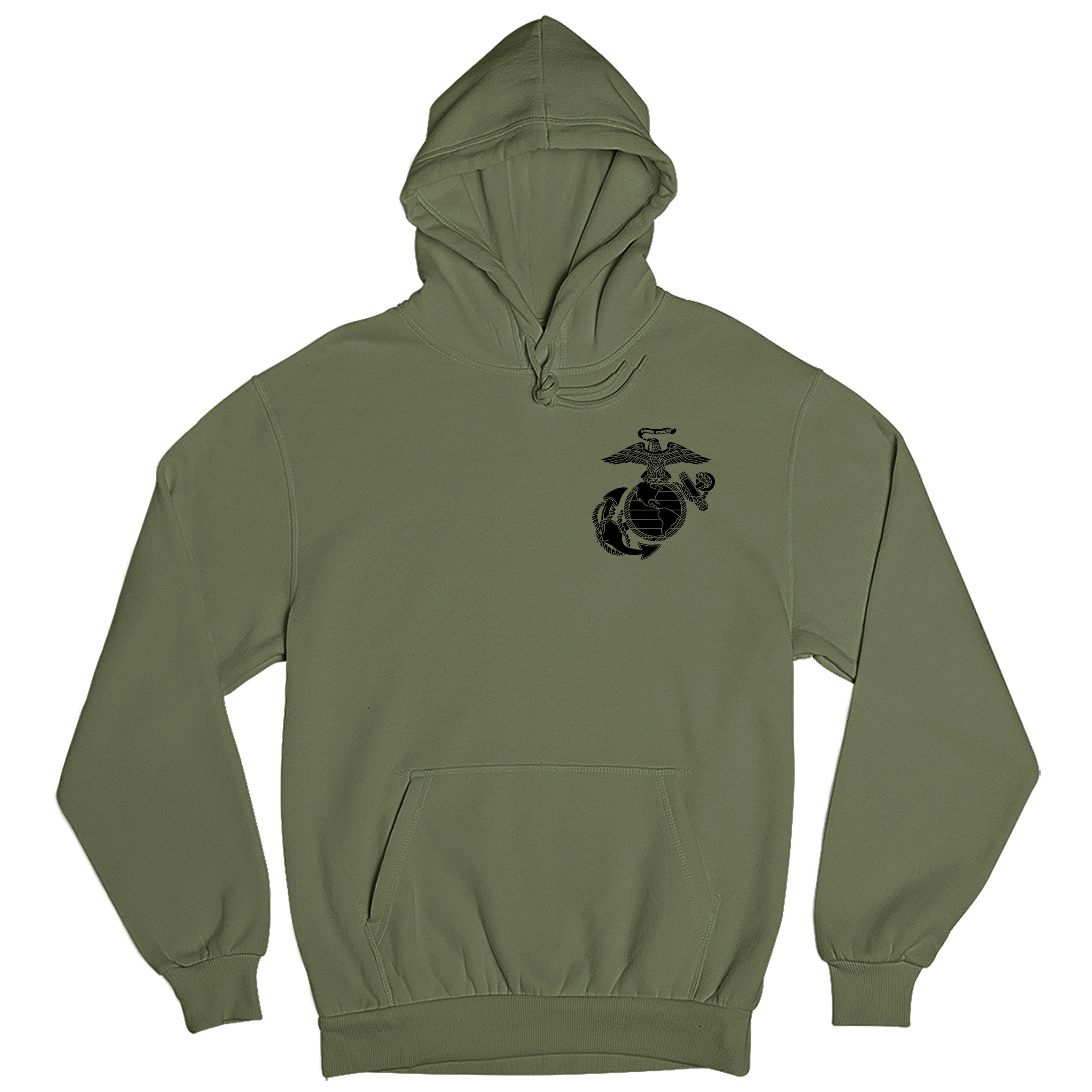 OD green Marines Vintage EGA Chest Seal hoodie with Eagle Globe and Anchor left-chest graphic