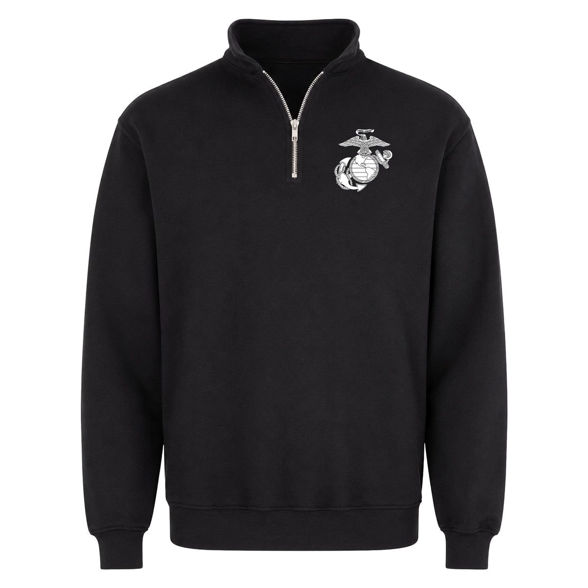 Black Vintage Marines Eagle Globe and Anchor midweight quarter-zip pullover