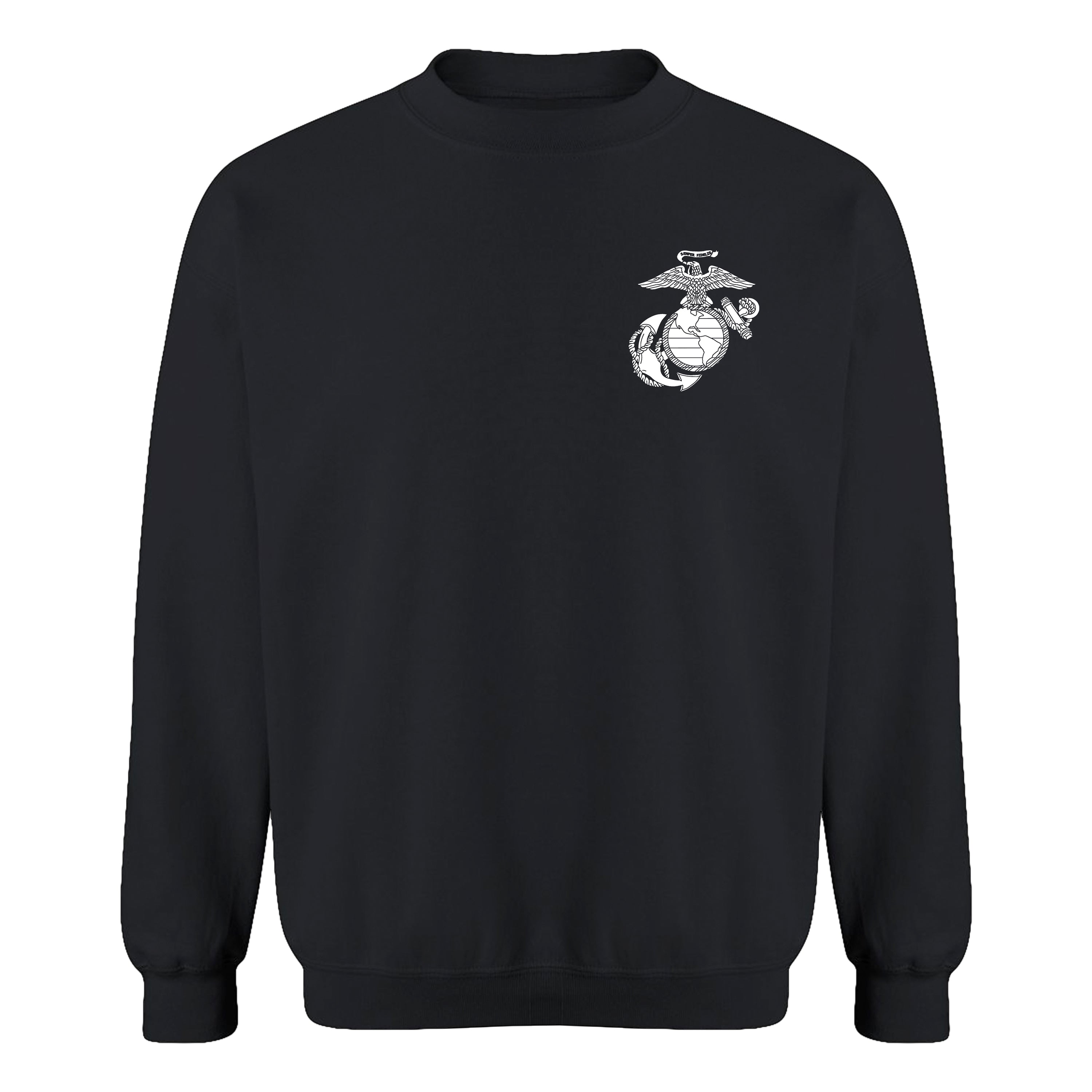 Black Marines Vintage EGA Chest Seal sweatshirt with Eagle Globe and Anchor left-chest graphic