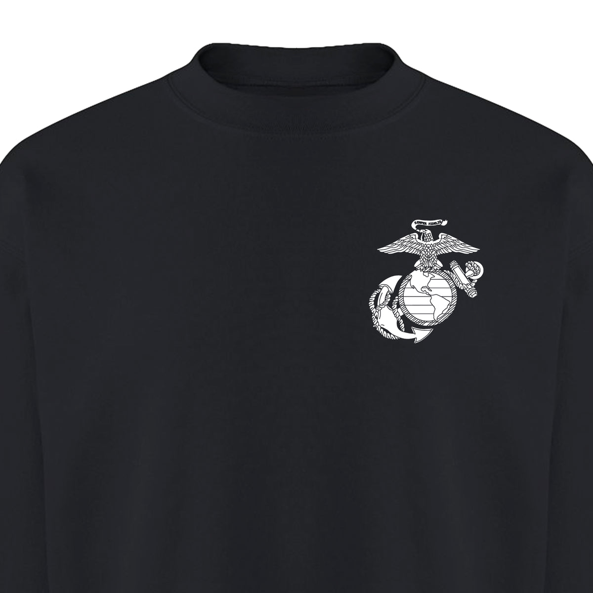 Black Marines Vintage EGA Chest Seal sweatshirt with Eagle Globe and Anchor left-chest graphic