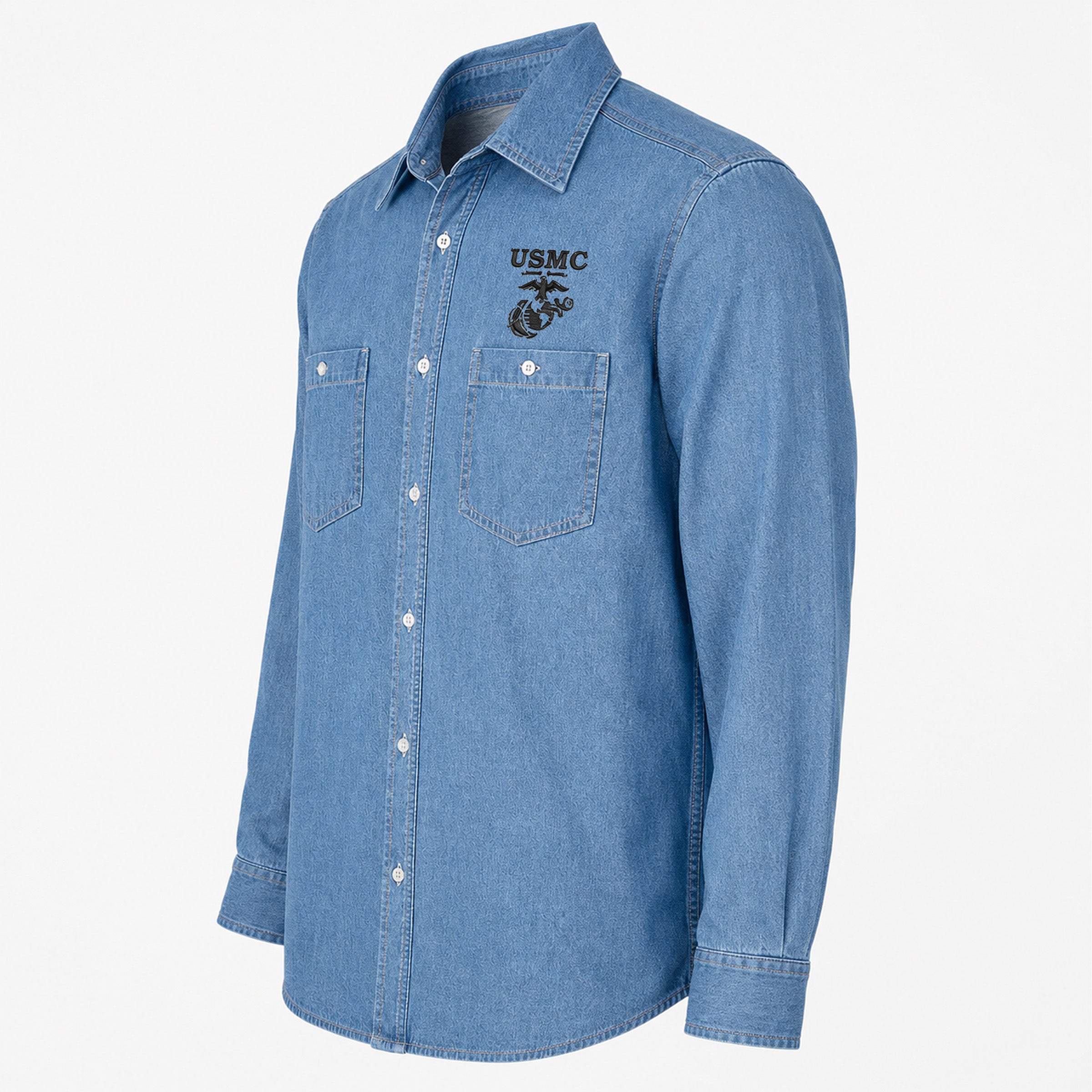 Limited Edition USMC Old School EGA Embroidered Denim Shirt Jacket