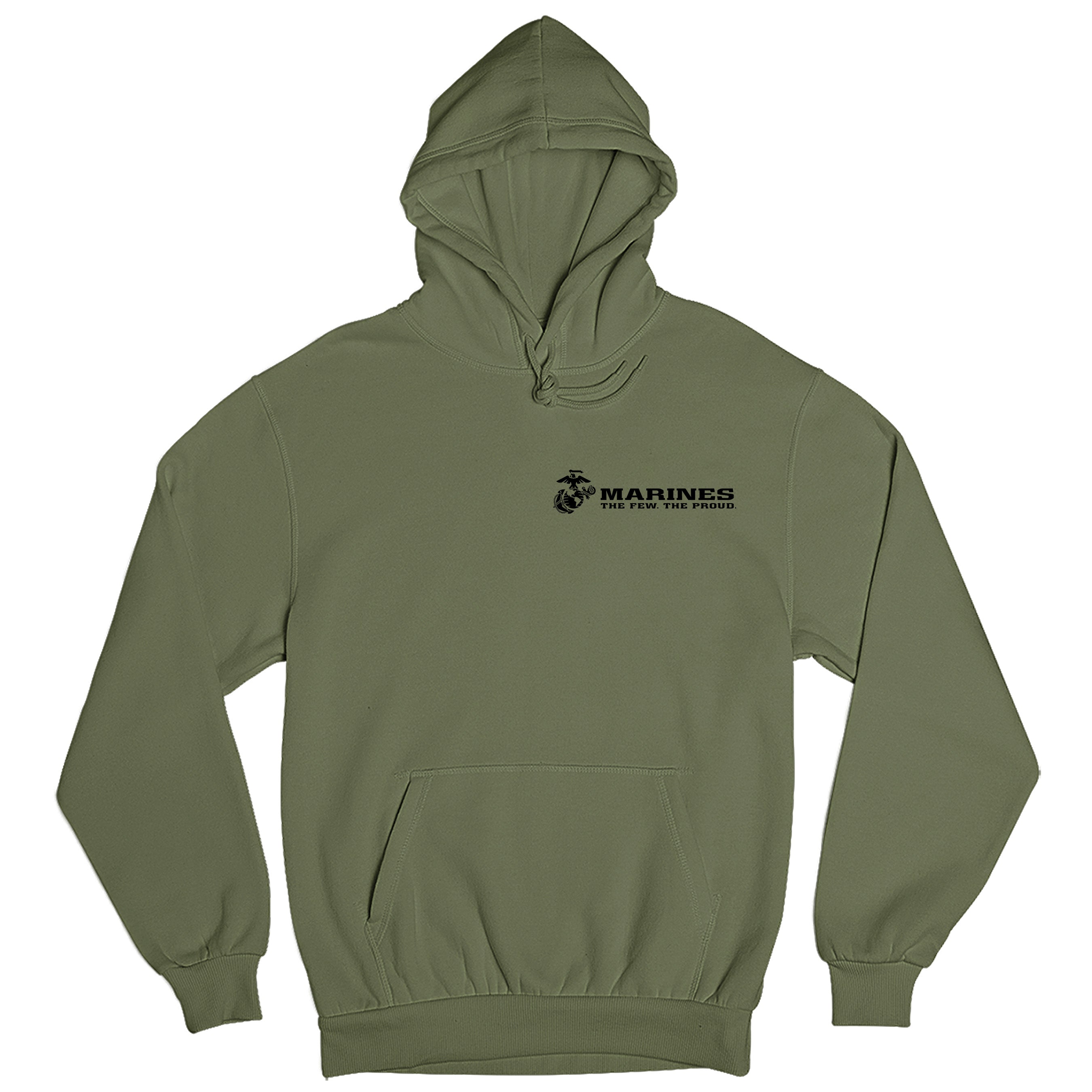 Green USMC Hoodie with Eagle Globe Anchor and The Few The Proud slogan