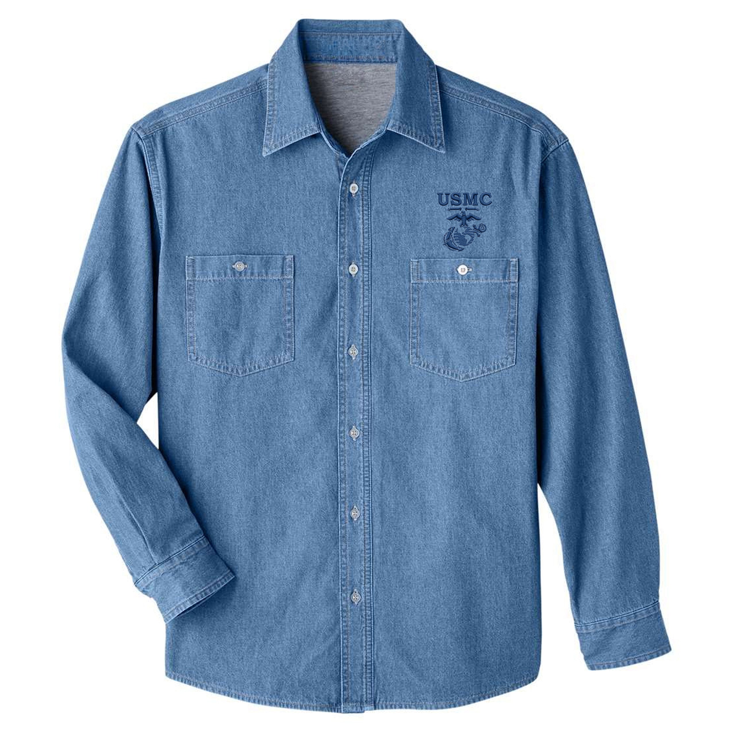 Limited Edition USMC Old School EGA Embroidered Denim Shirt Jacket