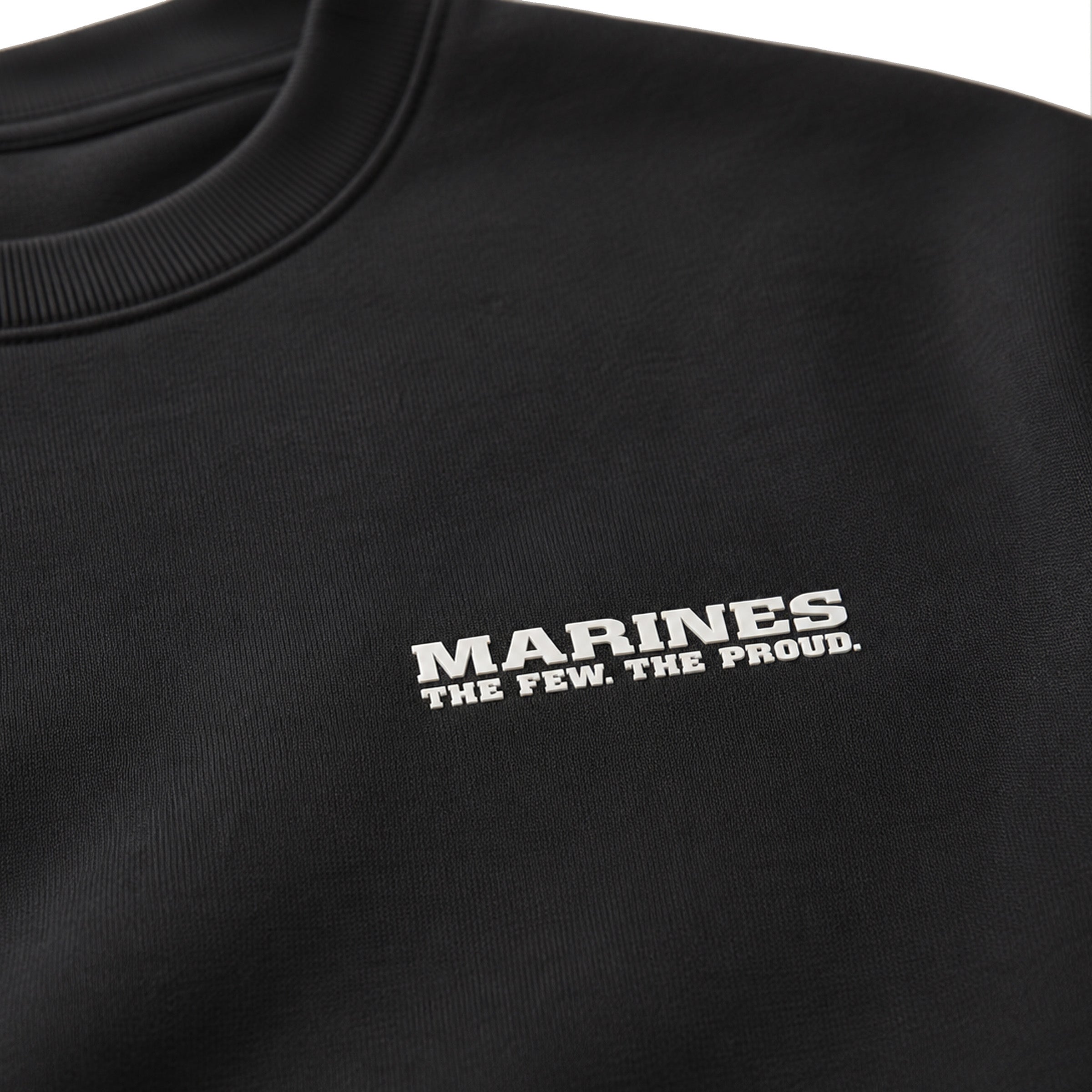 USMC The Few The Proud crewneck sweatshirt with silicone Marine Corps chest logo