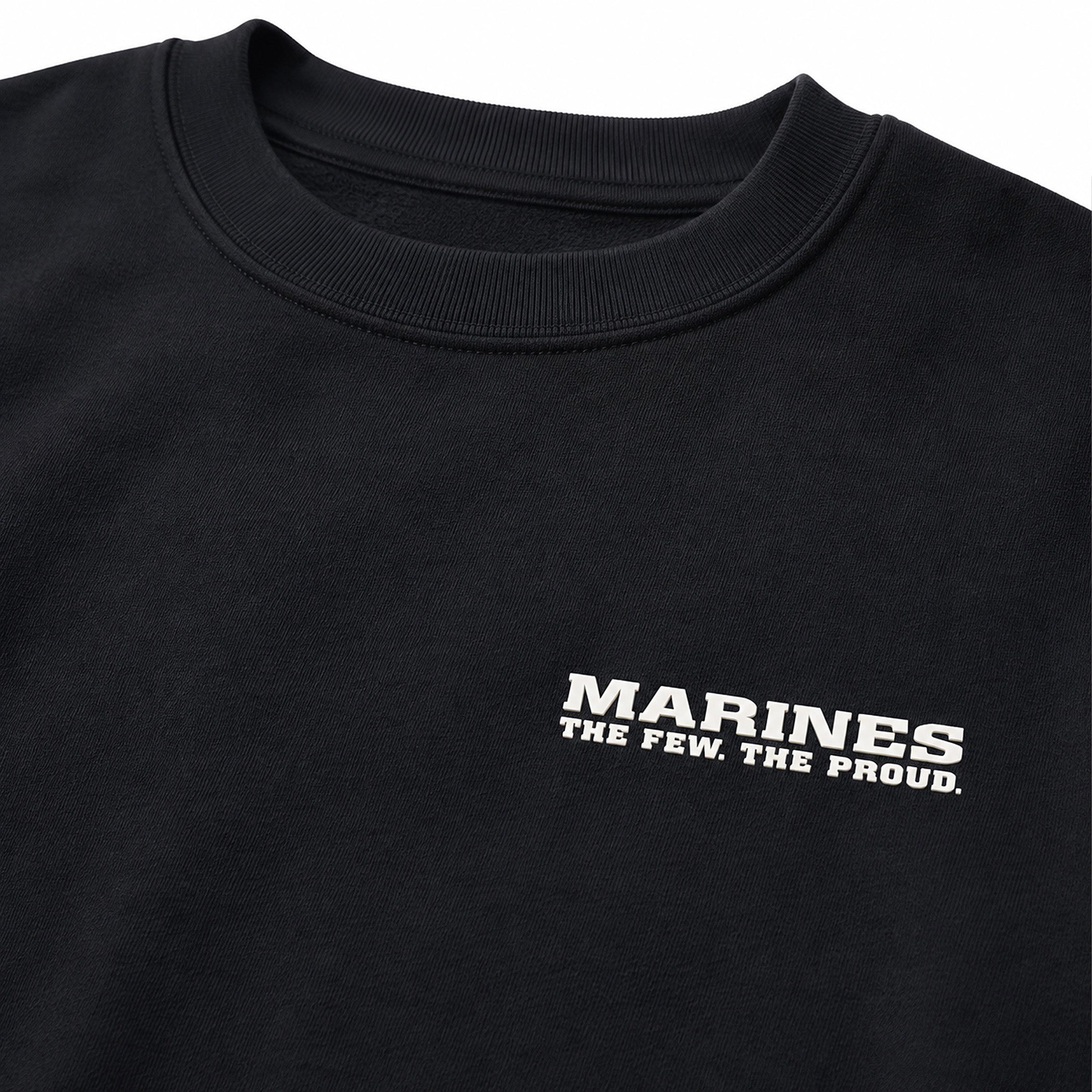 USMC The Few The Proud crewneck sweatshirt with silicone Marine Corps chest logo