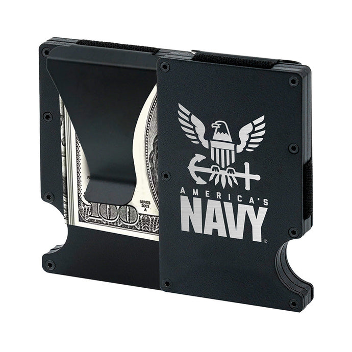 Metal RFID wallet America's Navy wallet with money clip