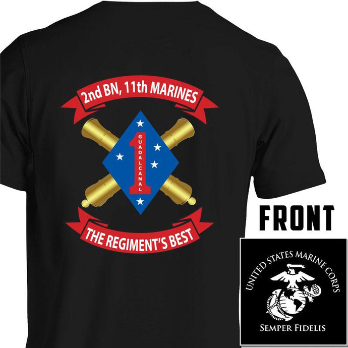 2dBn 11th Marines USMC Unit T-Shirt, 2ndBn 11th Marines logo, USMC gift ideas for men, Marine Corp gifts men or women 2nd Bn 11th Marines, Second Battalion Eleventh Marines